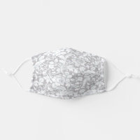 Pretty Gray And White Floral Cloth Face Mask