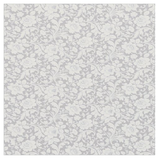 Pretty Gray And White Floral Fabric | Zazzle