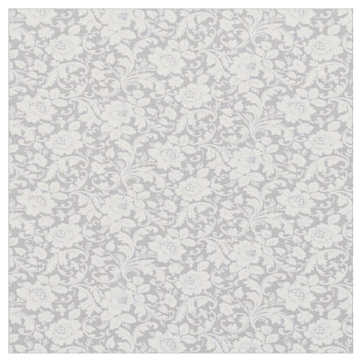 Pretty Gray And White Floral Fabric Zazzle