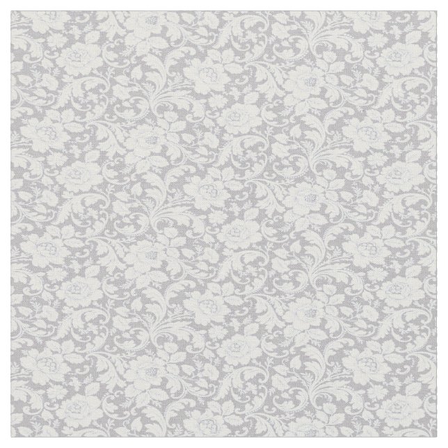 Pretty Gray And White Floral Fabric (Close Up)