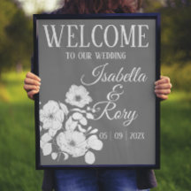 Pretty Gray and White Floral Wedding Welcome