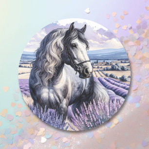 Pretty Gray Horse Standing in Lavender Classic Round Sticker