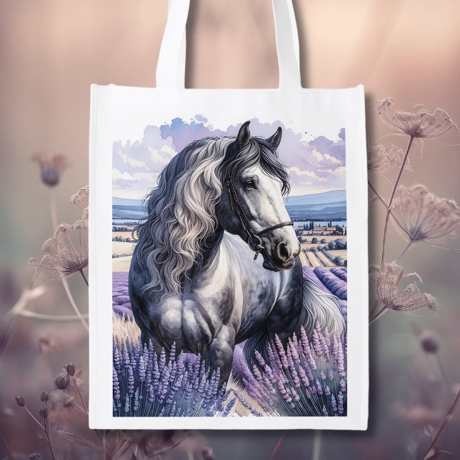 Pretty Gray Horse Standing in Lavender Grocery Bag (Creator Uploaded)