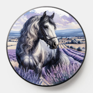 Pretty Gray Horse Standing in Lavender PopSocket