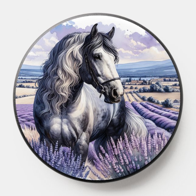 Pretty Gray Horse Standing in Lavender PopSocket (Popsocket)