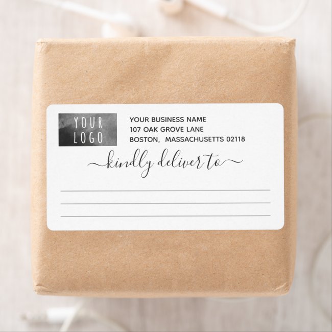 Pretty Gray Kindly Deliver To Logo Shipping Label