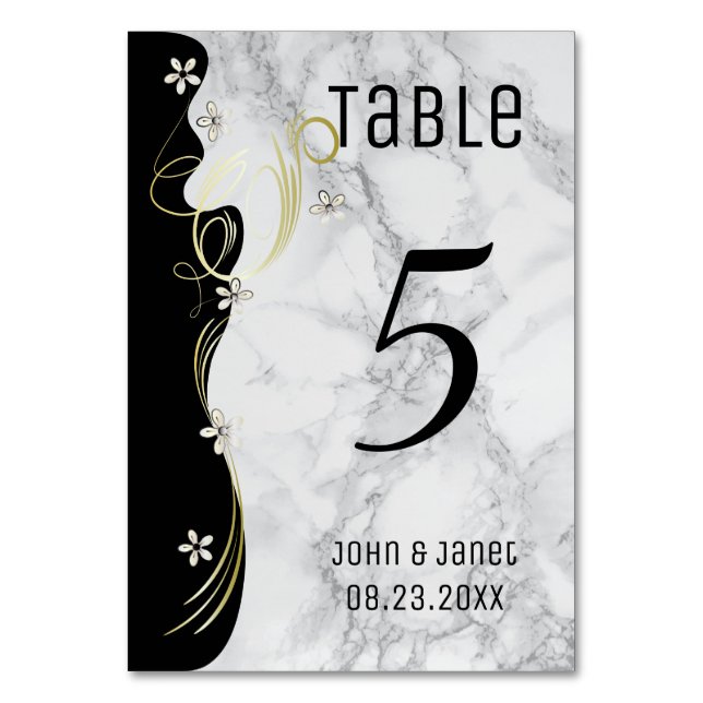 Pretty Gray Marble Stone Design - Table Number (Front)