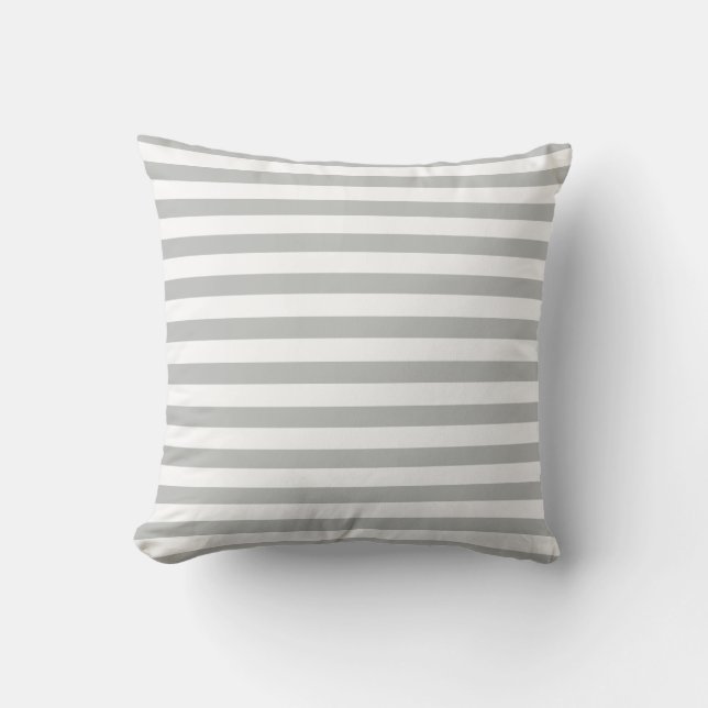 Pretty Gray White Stripes Throw Pillow (Front)