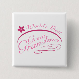 Pretty Great Grandma Gift (pink) Button