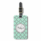 Pretty Green and Gray Quatrefoil Monogram Name