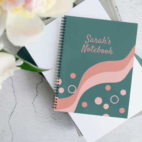Pretty Green and Pink Aesthetic and Artistic Notebook
