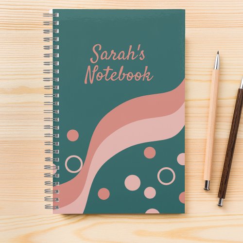 Pretty Green and Pink Aesthetic and Artistic Notebook