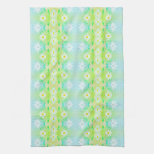 Pretty green And Teal Daisy Print Tea Towel