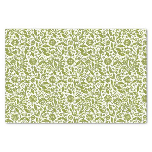 Pretty Green and White Floral Pattern Tissue Paper