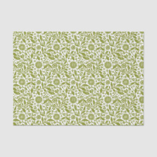 Pretty Green and White Floral Pattern Tissue Paper