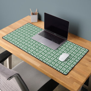 PRETTY GREEN AND WHITE IRISH GEOMETRIC PATTERNS DESK MAT