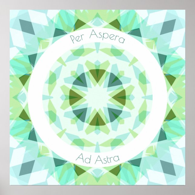 Pretty Green Blue Per Aspera Ad Astra Motivational Poster (Front)