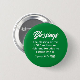 Pretty Green Christian Faith Blessings Bible Verse Button