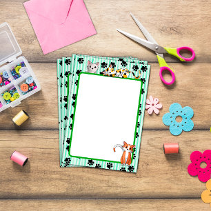 Pretty Green color with paws cute kittens 4" x 6" Post-it Notes