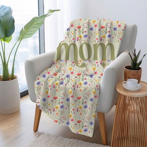 Pretty Green Colorful Wildflower Pattern Mom Fleece Blanket