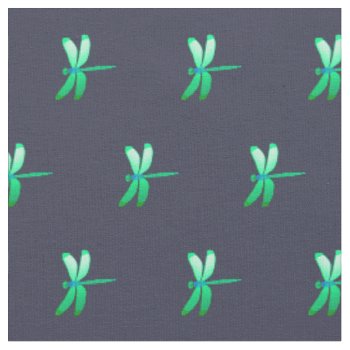 Pretty Green Firefly Pattern On Dark Blue Fabric by LouiseBDesigns at Zazzle