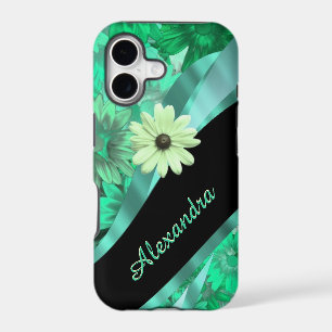 Pretty green floral pattern personalized iPhone 17 case