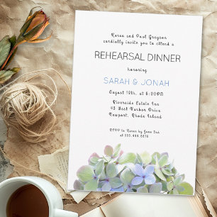Pretty Green Floral Rehearsal Dinner Hosted Invite