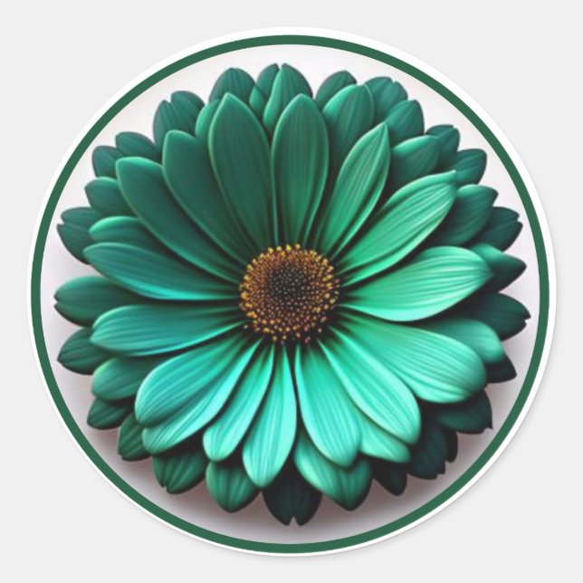 Pretty Green Flower #1 Classic Round Sticker (Front)