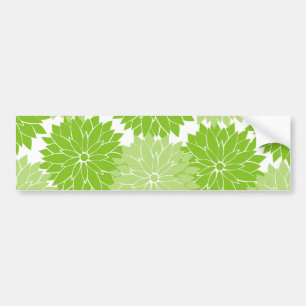 Pretty green Flower Blossoms Floral Pattern Bumper Sticker