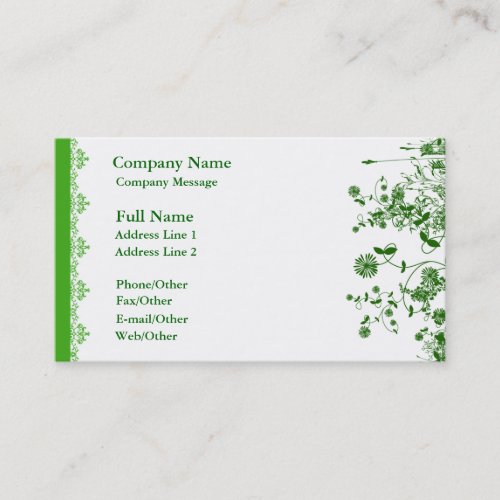 Pretty Green Flower Business Card Template