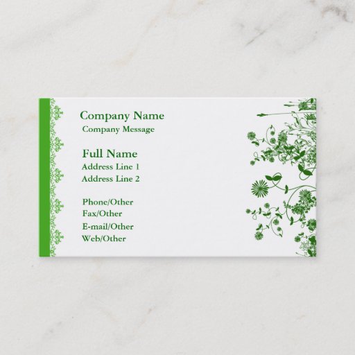 Customizable Pretty Green Flower Business Card Template