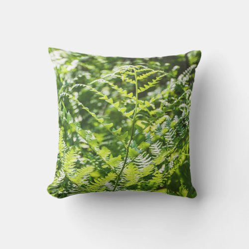 Pretty Green Forest Ferns Nature Outdoor Pillow