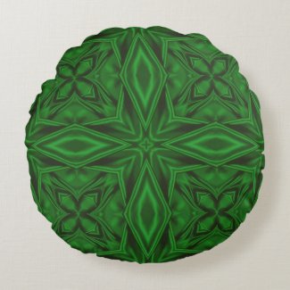 Pretty Green Fractal Art Design Round Pillow