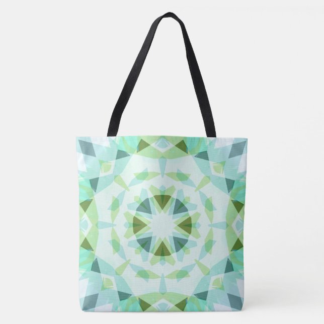 Pretty Green Fresh Blue Star Eclectic Beach Tote Bag (Front)