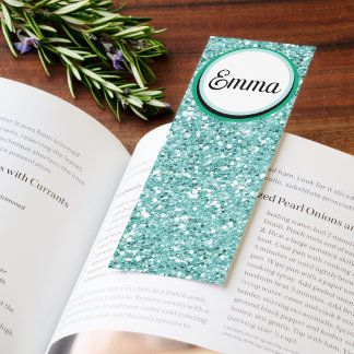 Pretty Green Glitter Custom Bookmark