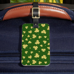 PRETTY GREEN & GOLD IRISH CELTIC SHAMROCKS LUGGAGE TAG