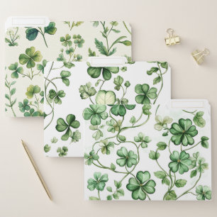 PRETTY GREEN IRISH SHAMROCKS FILE FOLDER