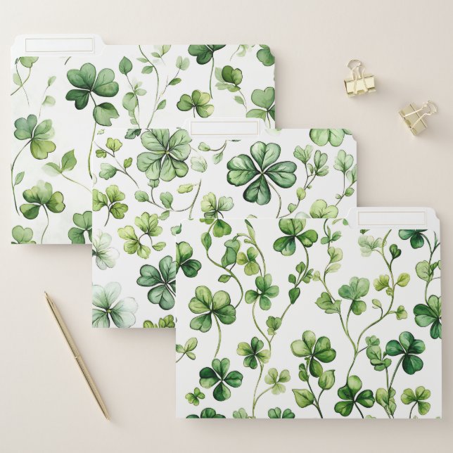 PRETTY GREEN IRISH SHAMROCKS FILE FOLDER (Set)