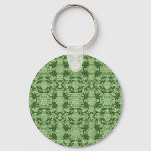 Pretty Green Lace Pattern Pattern Keychain