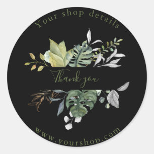 Pretty green leaves, customer thank you sticker
