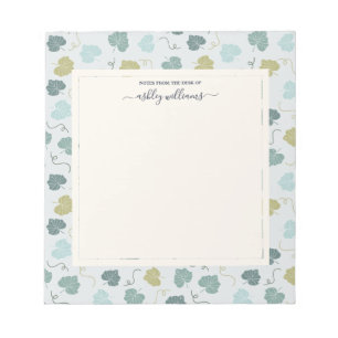 Pretty Green Leaves Pattern From the Desk of Notepad