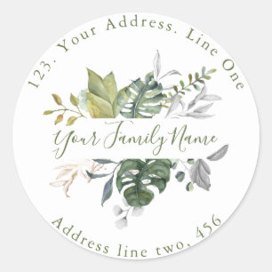 Pretty green leaves Return Address Envelope Seal