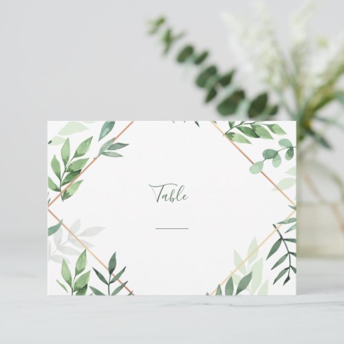 Pretty green leaves Single table number card
