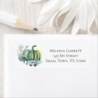 Pretty Green Painted Fall Pumpkins Thanksgiving Label