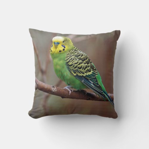 Pretty Green Parakeet Photo Throw Pillow