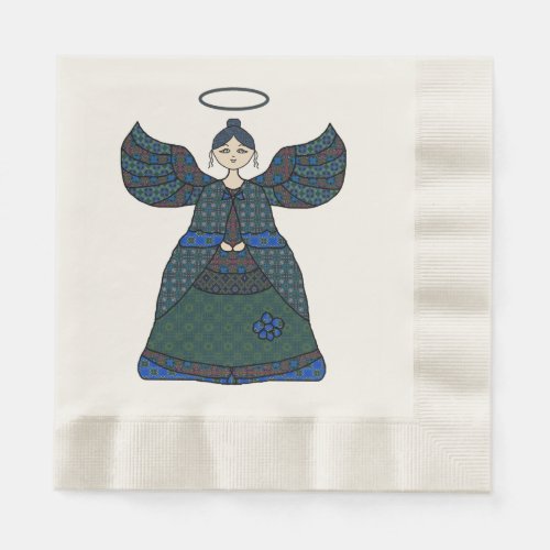 Pretty Green Patchwork Angel Paper Napkins