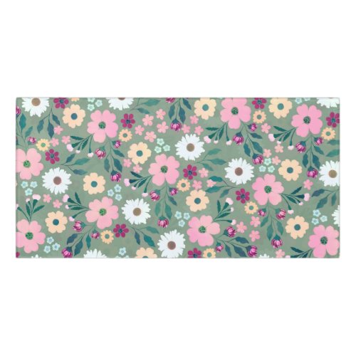 Pretty Green Pink flowers Botanical Door Sign