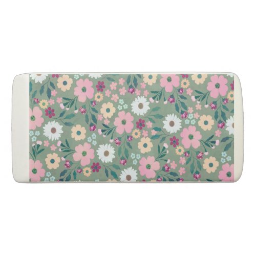 Pretty Green Pink flowers Botanical Eraser