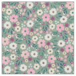Pretty Green Pink flowers Botanical Fabric