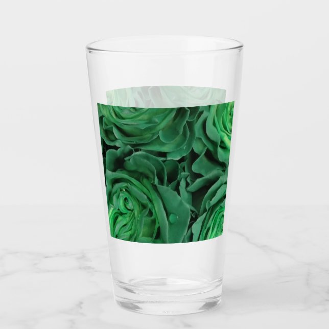 Pretty Green Roses Glass (Front)